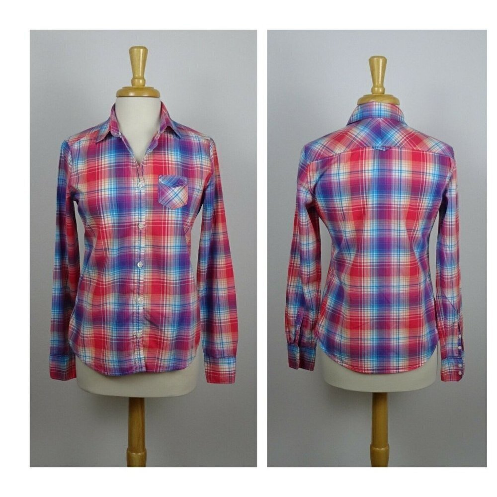 ๐ฐ3/$25 American Eagle Outfitters Button Down Shirt Top LS Plaid Western 4 - Picture 2 of 12
